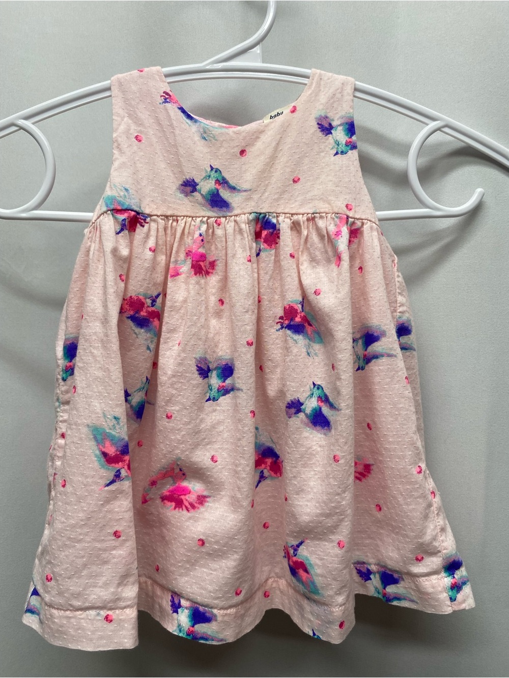 Oshkosh baby b'gosh hummingbird print dress baby girl  6 months pink feminine
